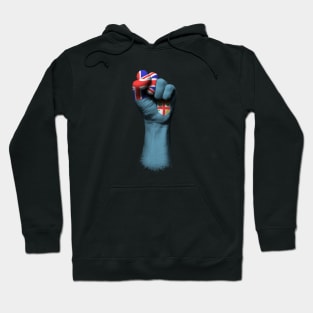 Flag of Fiji on a Raised Clenched Fist Hoodie